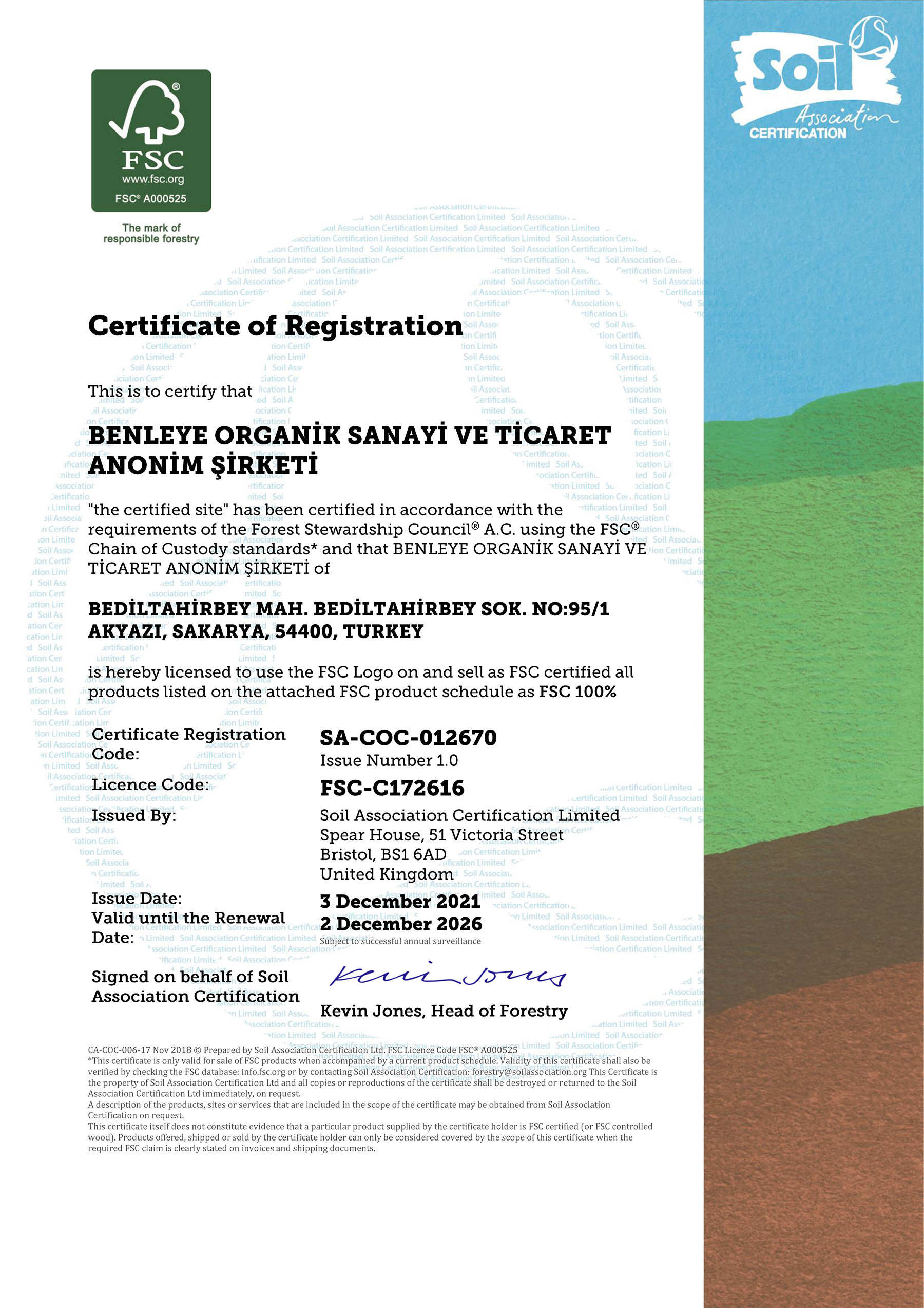 Benleye FSC Certificate - 2